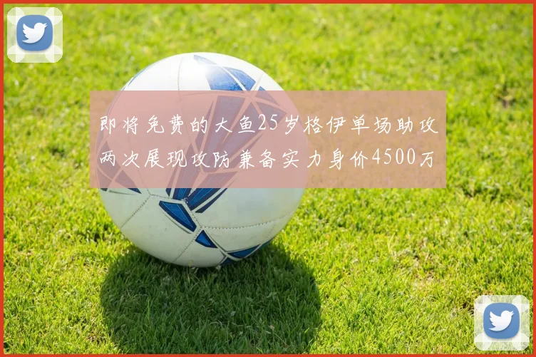 即将免费的大鱼25岁格伊单场助攻两次展现攻防兼备实力身价4500万